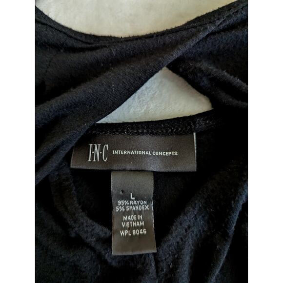 INC International Concepts Women Top L Black Blouse Long Sleeves Shirt - Picture 4 of 10